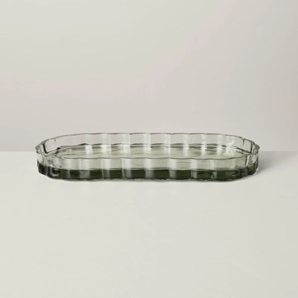 Fluted Glass Bathroom Tray Light Green - Hearth & Hand™ with Magnolia